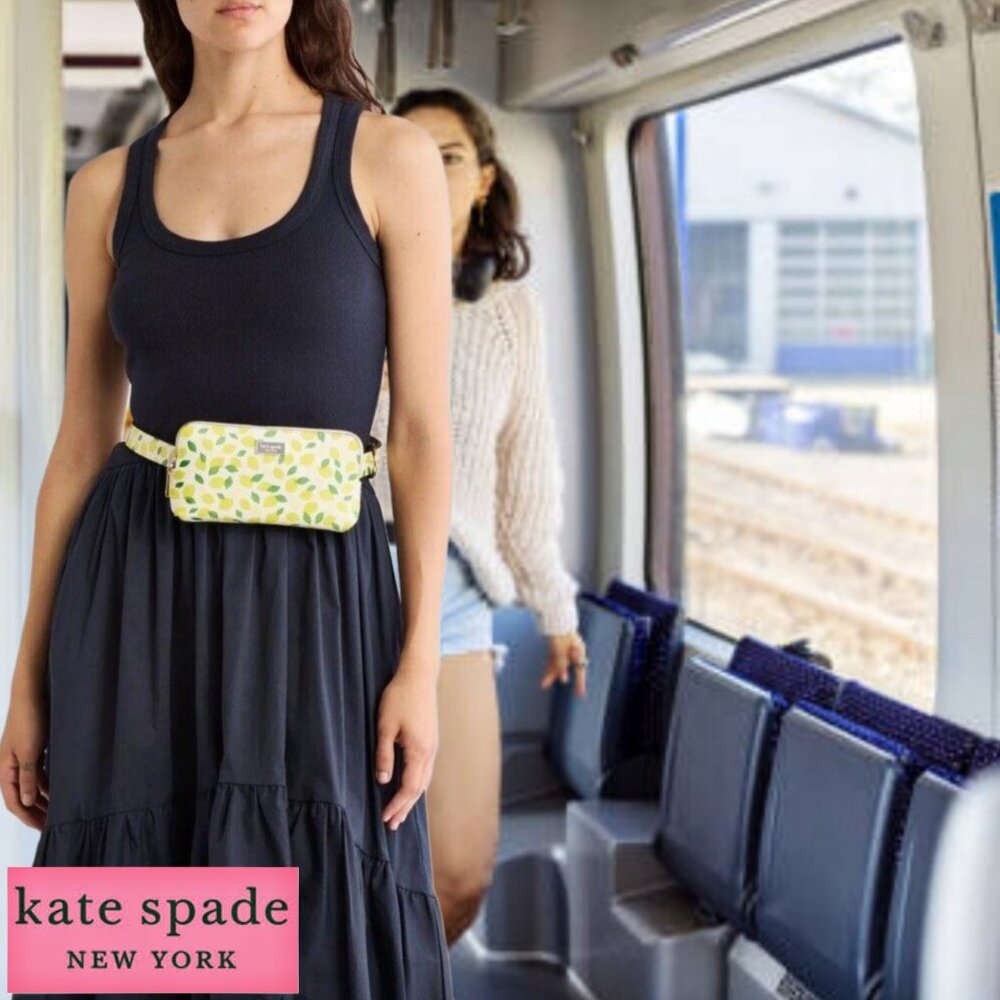 Kate Spade Leather Belt Bag Women's Yellow Lemon Print Cottagecore